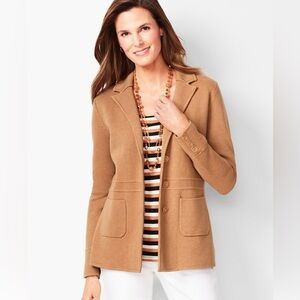 Talbots Camel Tan Sweater Blazer Jacket Size Large Classic stylish cardigan